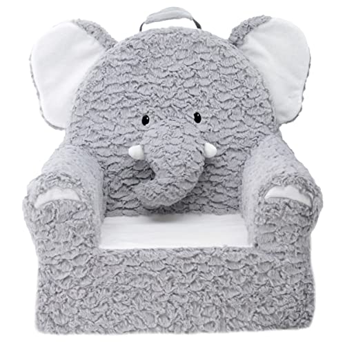 Image of Soft Landing Sweet Seats, Premium and Comfy Toddler Lounge Chair with Carrying Handle & Side Pockets – Elephant , Grey