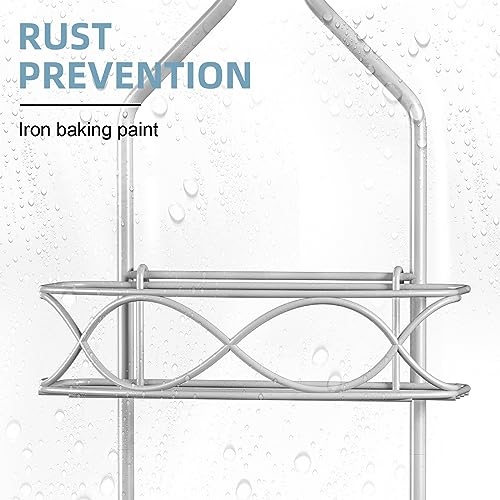 GAOKASE Shower Caddy Hanging 3 Tier with Two Movable Baskets, Grey Shower Caddy with Hooks for Towels, Sponge and More — view 5