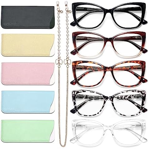 Gaoye 5-Pack Reading Glasses for Women-Blue Light Blocking Computer Readers-Stylish Oversized Vintage Cateye Frame(A1-mix01-3.50) Cover
