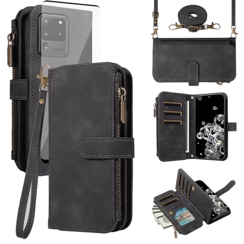 Étui Samsung Galaxy S20 Ultra 5G porte-cartes zippé et verre trempé inclus
