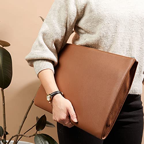 Leatherology Cognac Leatherolgy Zippered Document Holder With Interior Pocket For Tablet #TOP1
