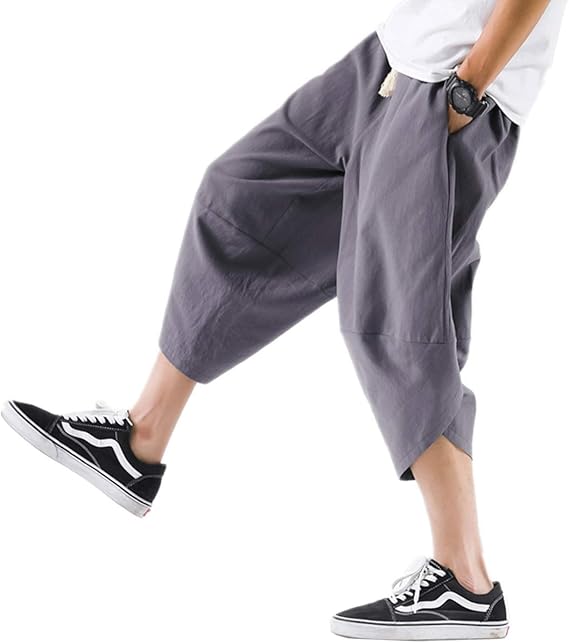 Amazon Ininuk パンツ メンズ サルエル アラジン カジュアル ヒップホップ 7分丈 スウェット 無地 ポケット付け オールシーズン対応 ズボン ミディアムパンツ 通販