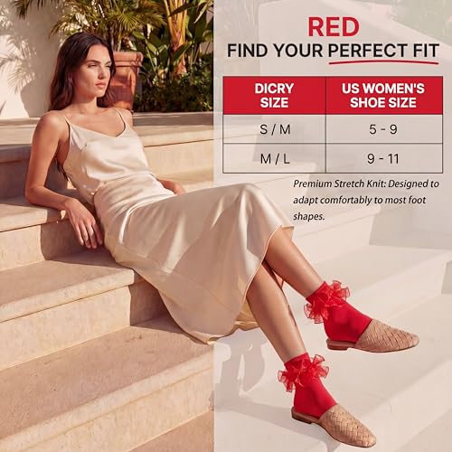 Image of Dicry Socks for Women, Big Ruffle Socks with Turn Cuff and Double Lace
