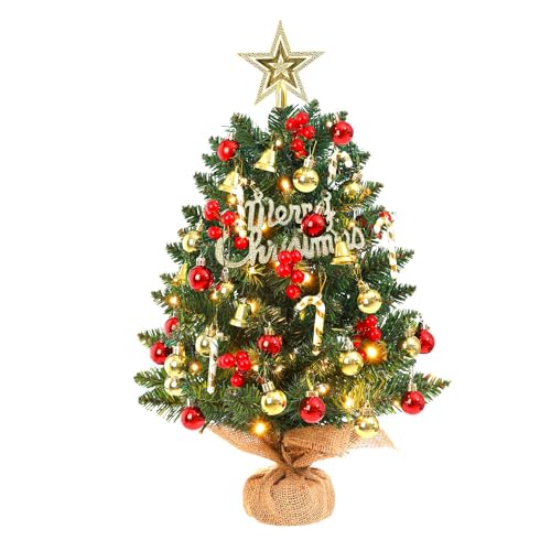 SVNVIOZ Mini Weihnachtsbaum mit Weihnachtskugeln, 50cm Kleiner mit...