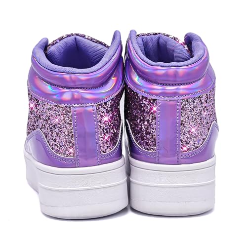 IGxx Womens Platform Glitter Shoes Black High Top Sparkly Sneakers Shiny Fashion Bling Dressy Sequin Metallic Sneakers Disco Wedding Shoes4