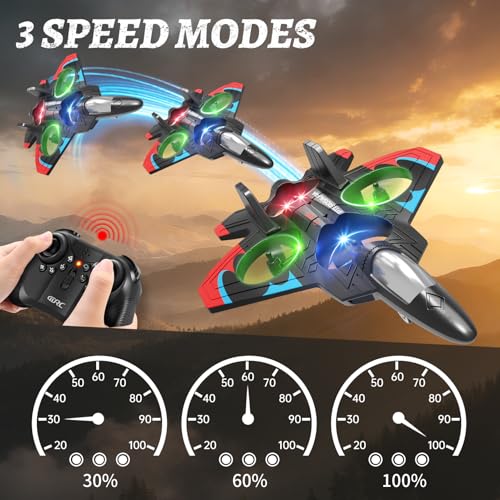 Image of Foam Remote Control Airplanes with 3 Batteries, RC Planes for Kids Adults 8-16, RC Airplane Fighter Jet with Light, 360 Flip Fighter Jet Toys, Stunt Roll, Airplane Toy Gifts for Kids Boys