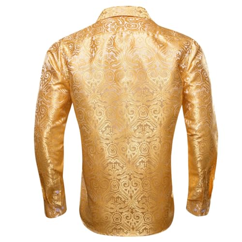 Luxury Silk Mens Shirts Floral Jacquard Long Sleeve Formal Casual Shirts Male Blouses Wedding Business Prom Shirts3