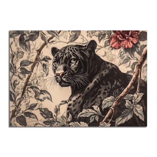 Toile animaux panthère pour habiller un grand mur vide de salon moderne 70x100
