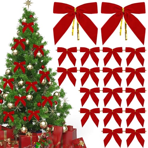 48 Stück Rote Schleifen Weihnachten Schleifen Samtschleifen für...