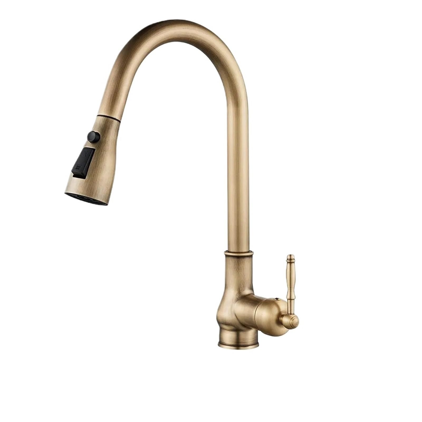 ZBBDFAZD Mixer Sink Taps - Kitchen Faucet with Pull Out Sprayer and Cold Mixer - Antique Brass Finish
