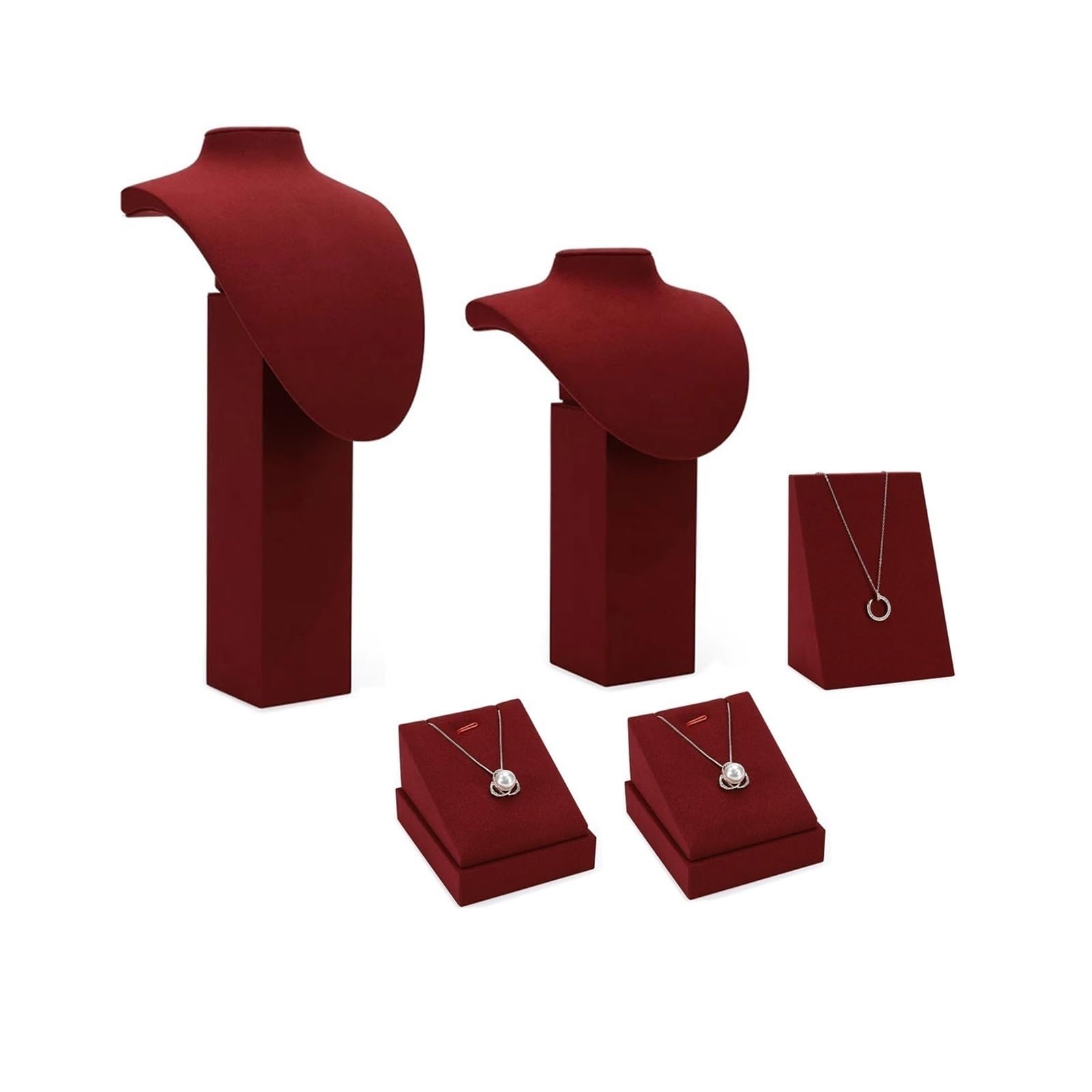 Organizer 11-teiliges Schmuckständer-Set aus roter Mikrofaser