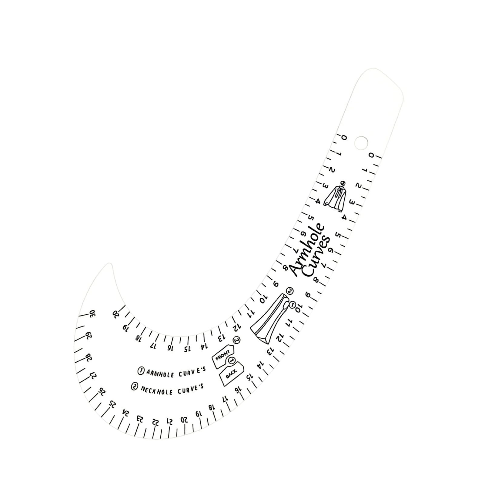 Kaeltsyn White Tailors Curved Ruler Sewing Ruler For Armhole Neckline Drafting French Curved Pattern Measuring Tool For Beginner Dressmaking Scale