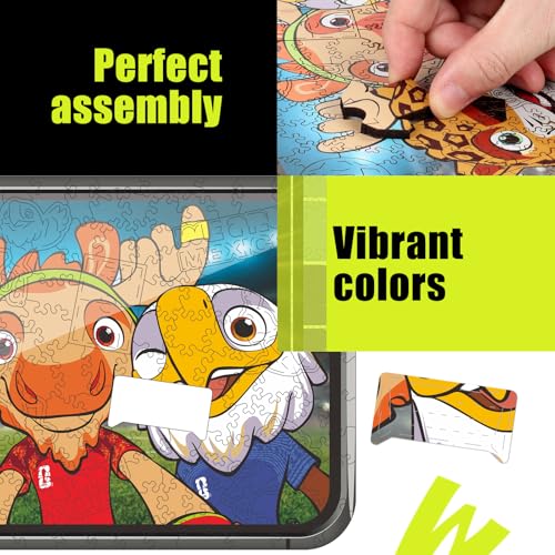 Image of FIFA World Cup 2026 Mascots Wooden Puzzles - 5MM Thick Officially Licensed Poster Puzzles - Premium World Cup 2026 Merchandise, Gift for Football Fan, Jigsaw Puzzle for Adult (Selfie, 200Pcs) | Wooden Jigsaw Puzzle