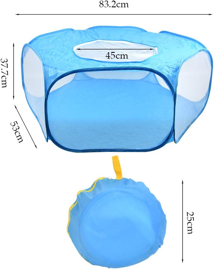 DODUOS Small Animals Cage Tent,Hamster Playpen with Portable Breathable Transparent Outdoor/Indoor Yard Fence Guinea Pig Cage Pet Playpen for Hamster Rabbit Ferret Bunny Rat Guinea Pig Blue - Image 3