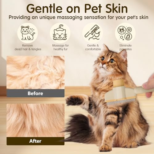 Image of [ 2 Packs ] Flea Comb for Dogs and Cats with Release Button Fine Tooth - Dog Comb for Grooming Massaging and Cleaning - Pet Comb for Dogs and Cats, Comfort and safety