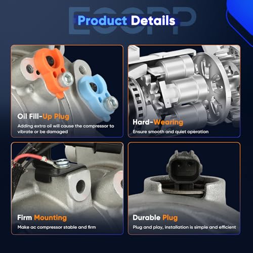 Image of ECCPP AC Compressor for Hyundai Tucson 2.0L 2.4L 2010-2015 | for Kia for Sportage 2.0L 2.4L 2011-2016 Fast Cooling AC Compressor with Clutch