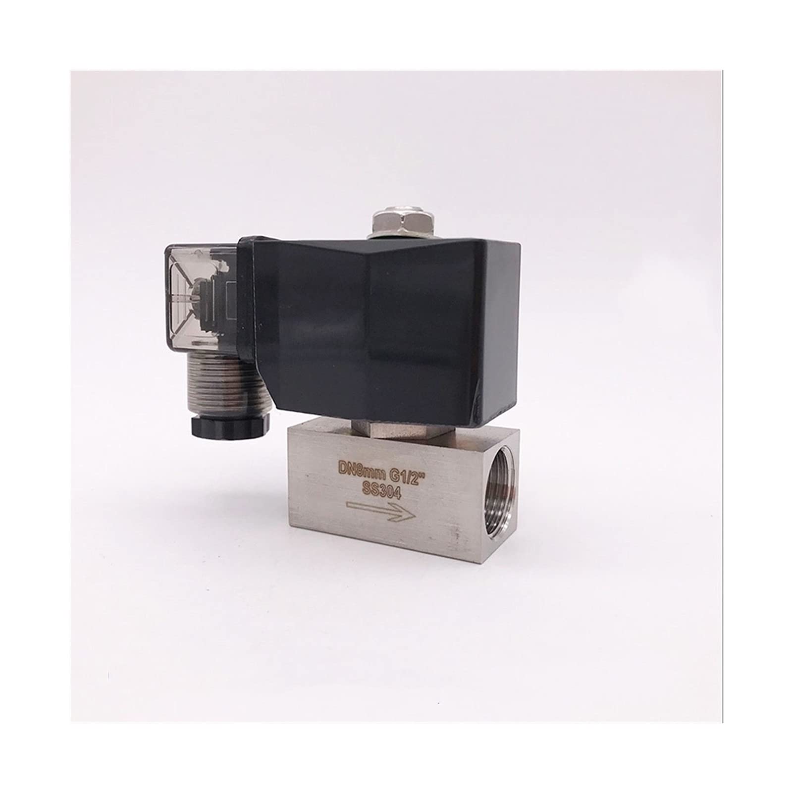 HDPHCRIUN 1bar Direct Acting Electric Solenoid Valve 1/2inch AC220V 8mm Normally Closed Stainless Steel Small Gas 2Way(Fkm Seal,AC220V)
