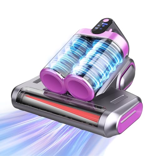 TYIAUS Cordless Mattress Vacuum Cleaner with UV Light 520ml Dual-Cup Dust Mite Vacuum with 13KPa Suction & HEPA Filter Bed Vacuum Cleaner for Sofa Pillows Carpet
