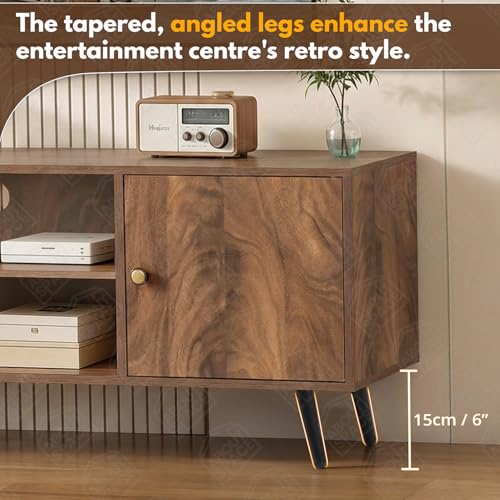 Image of ABOUT SPACE TV Unit - Engineered Wooden TV Stand Table with Cable Hole, Cabinet with Door, Adjustable Shelf for WiFi Router Stand for Living Room, Bedroom (Walnut- L 120 x B 40.5 x H 55 cm)