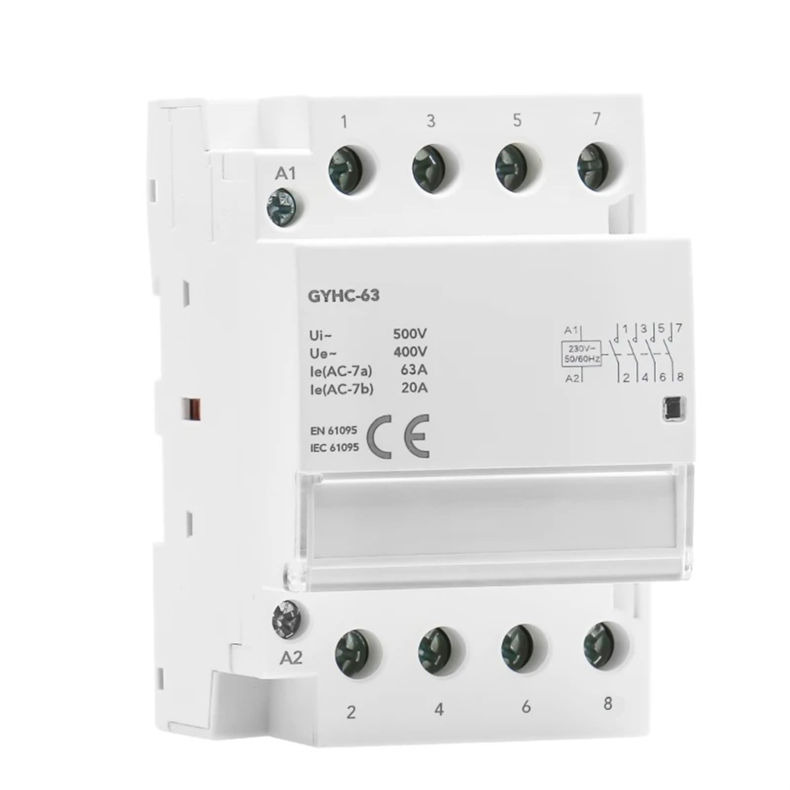 Stycznik modułowy AC do użytku domowego na szynie DIN 4P 40A 63A 4NO lub 2NC2NO 220V/230V 50/60HZ 4NC 3NO1NC 1 szt. (4P 63A 4NO 220V)