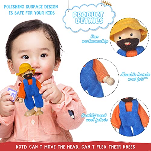 9 Stücke Sozial Arbeiter Figuren Set Familien Puppen Spiel Set Holz Figuren Set Puppenhaus Kollektion für Jungen und… – Bild 4