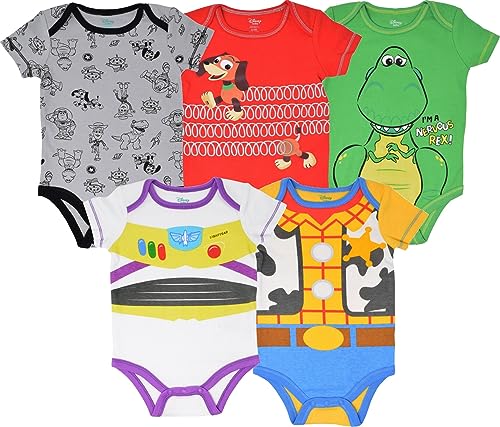 Image of Disney Mickey Mouse Lion King Winnie the Pooh Pixar Toy Story Finding Nemo Baby 5 Pack Bodysuits Newborn to Infant
