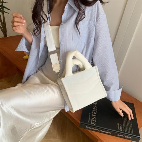 Small Puffer Tote Bag for Women Handbag, Quilted Nylon Shoulder Crossbody Puffy Padded Purse4