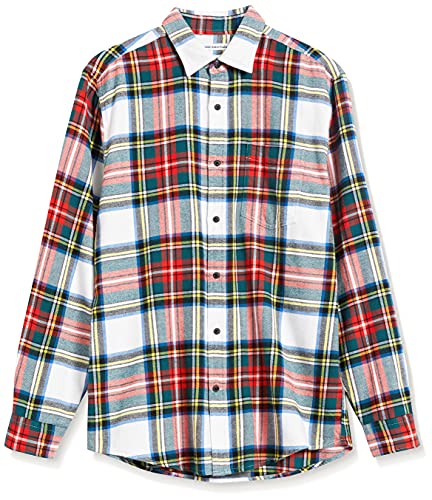Image of Amazon Essentials Men's Regular Fit Long-Sleeve Flannel Shirt, Soft Brushed Cotton, Lightweight yet Warm