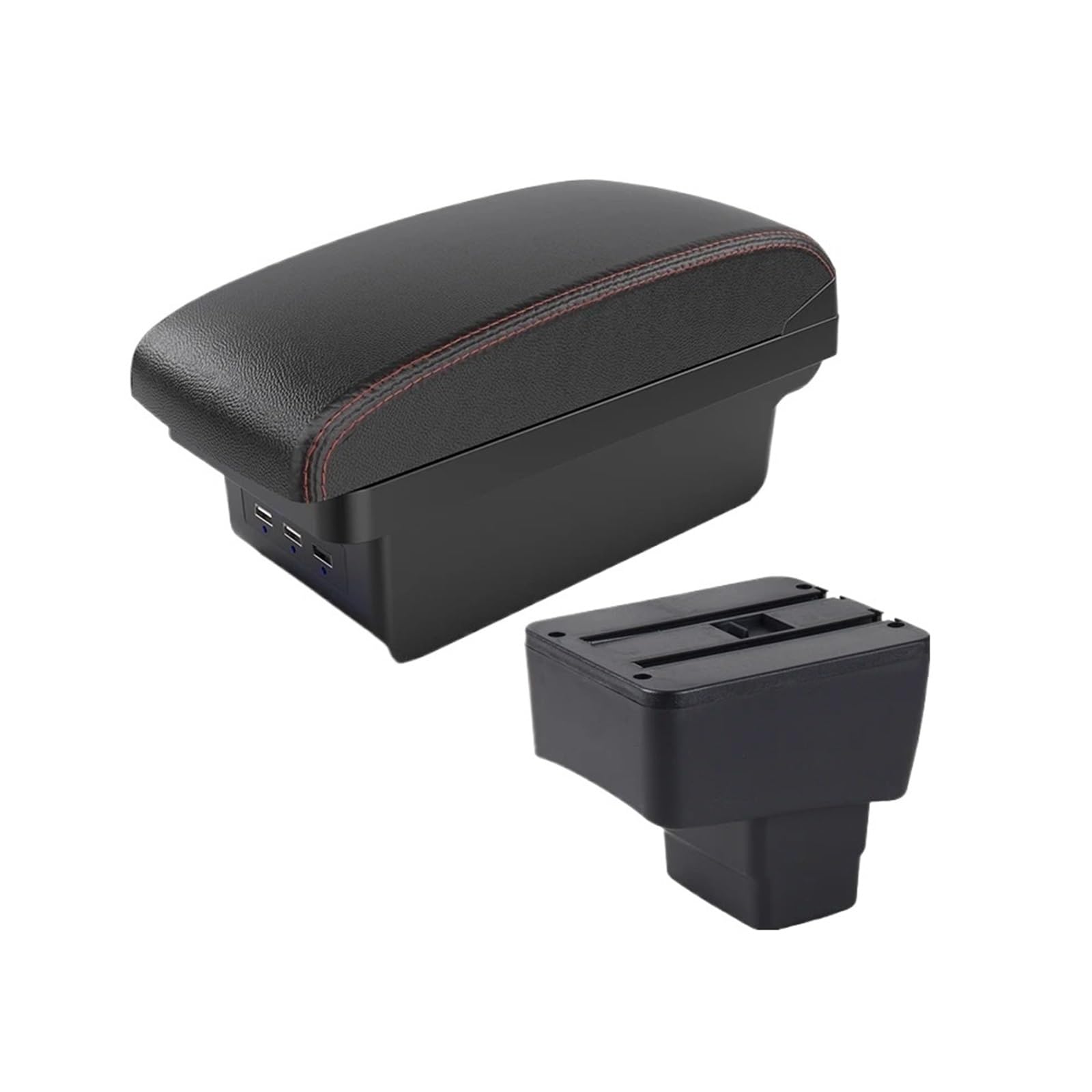 Ggwqoops Car Armrests For Mazda 2 III For (DJ) 2014-2024 Car Armrest Box Storage Interior Modification Multi-function Auto Parts Armrest Box(B1 Black red 3 USB)