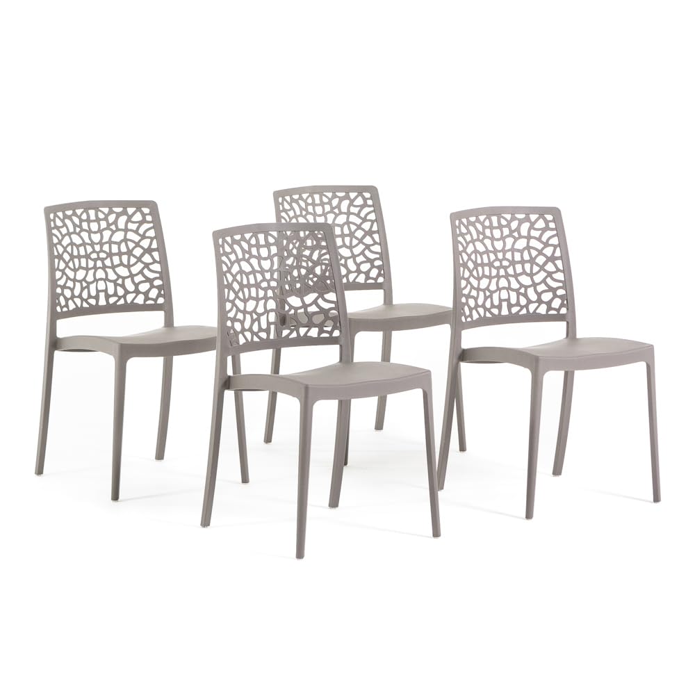 SIEDITI FUORI E DENTRO Sillas de Jardin en Polypropileno Avec Fibre de Verre, Sillas Empilables Diseño Moderno y Natural - Alina (4)