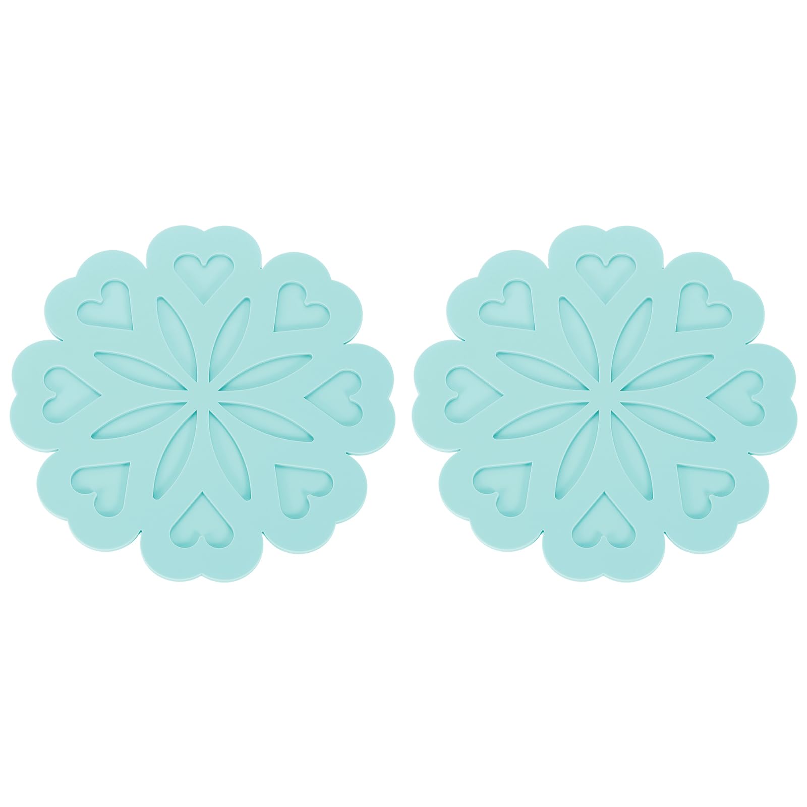 sourcing map 2Pcs Silicone Trivet Mats, Flower Pattern Silicone Pad Hot Pad Pan Protectors Table Protector Heat Resistant Mat for Countertop, Hot Dishes, Hot Pots and Pans, Blue Green