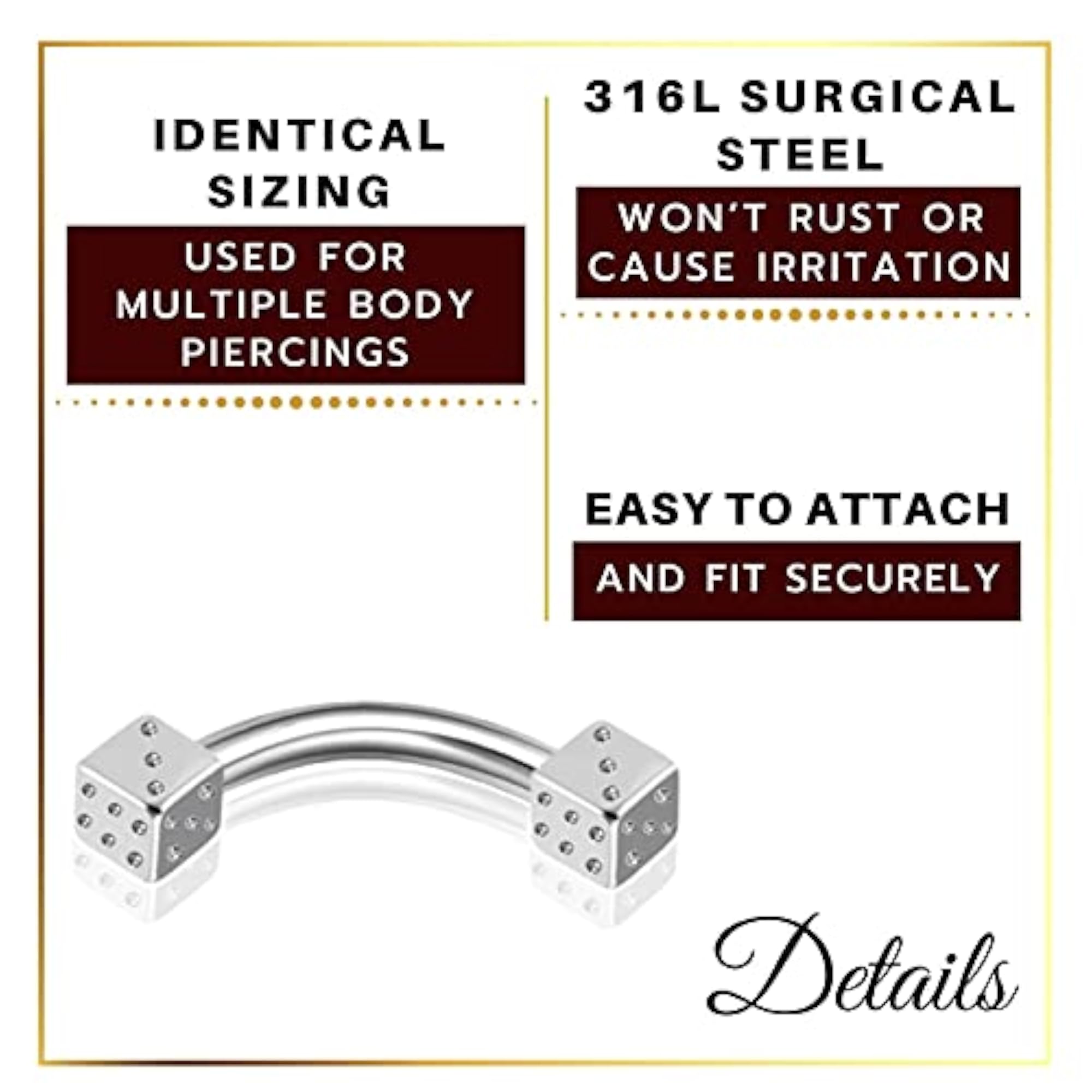 4Pcs Surgical Steel Black Anodized Curved Barbell Piercing Set
