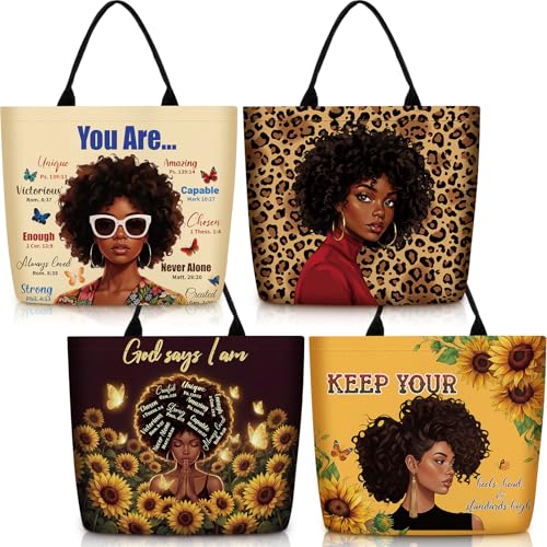 4/8 Piezas Bolsos Tote Grandes para Mujer Afroamericana