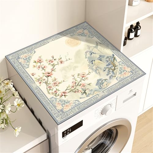 Highdi Universel Floral Housse de Protection pour Machine à Laver Top,Coussin de Machine à Laver Antidérapant Housse de Machine à Laver pour Machine à Laver Ou Sèche-Linge (Montagne,60x60cm)