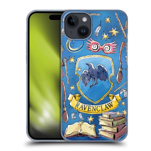 Head Case Designs Officially Licensed Harry Potter Ravenclaw Pattern Deathly Hallows XIII Hard Back Case Compatible With Apple iPhone 15 Plus