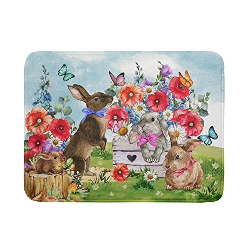 Spring Rabbit Geschirr-Abtropfmatte - Floral Butterflies Abtropfmatte 45,7 x 61 cm Kaninchen Blumen Dasiy Art Geschirrmatte Geschirrabtropfmatten Arbeitsplatten Schutzpolster Cover