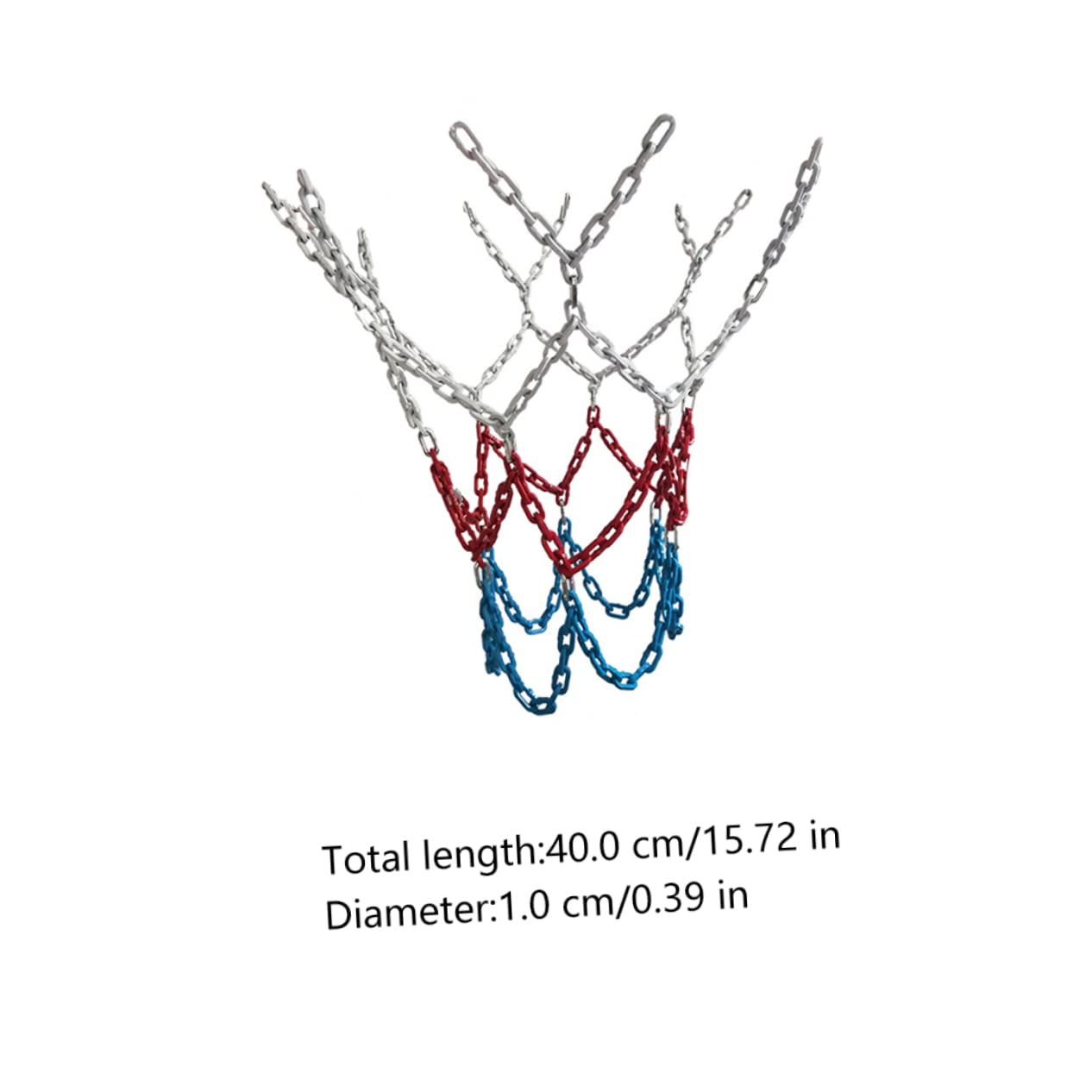 Yardwe Heavy Duty Basketball Nets 1pc Outdoor Ball Nets Chain Mesh Tricolor Basketball Netting for Schools Companies