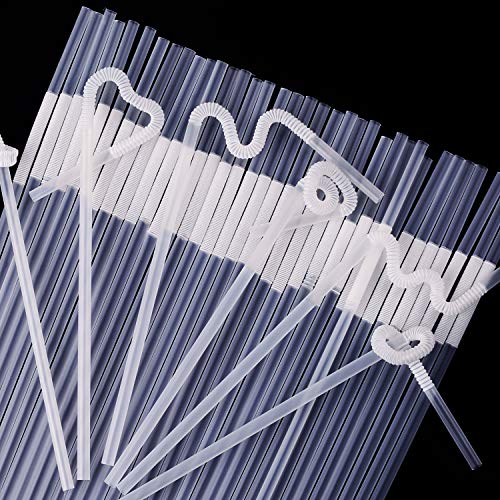 300 Pcs Clear Flexible Plastic Straws, Bpa-Free Disposable Bendy Straws, 10.2" Long And 0.23'' Diameter #TOP1