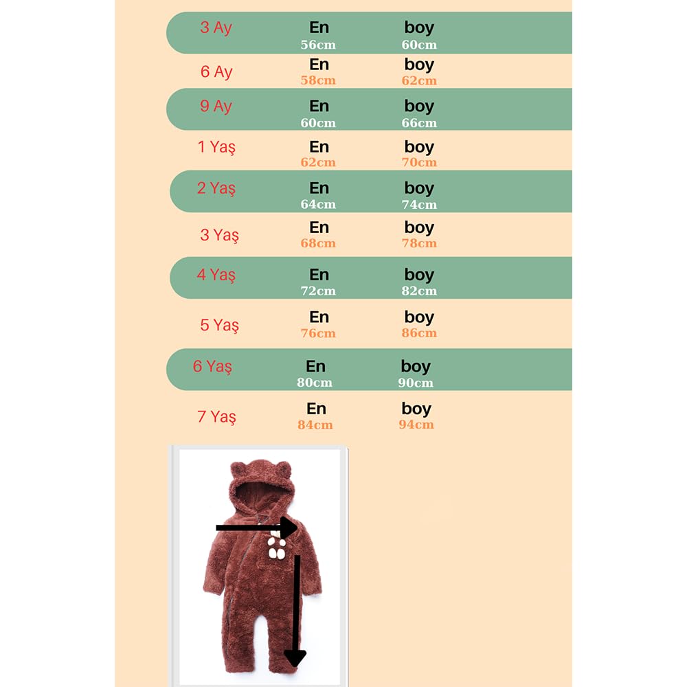 Kız Erkek Bebek Ve Çocuk Ayıcıklı Peluş Tulum (kahverengi, 2 yaş)