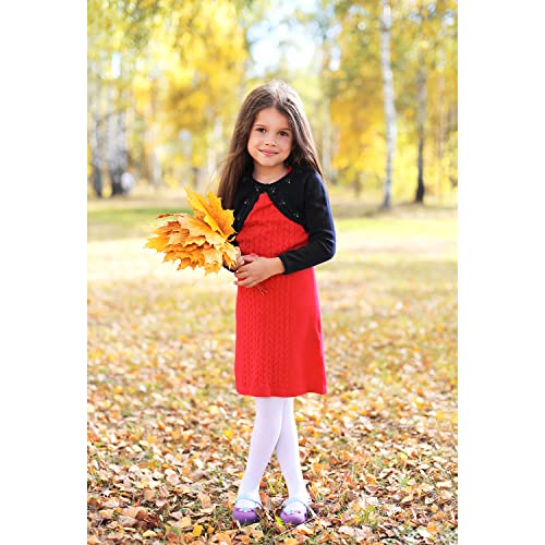 Cyndeelee Girls Long Sleeve Beaded Sequin Scallop Trim Bolero Cotton Shrug Cardigan (Pink, 16) #TOP5