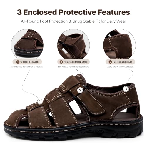 Image of JOUSEN Men's Sandals Outdoor Open Toe Water Beach Sandal Leather Sport Sandal