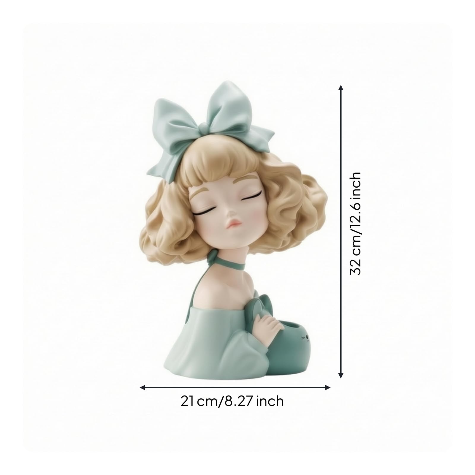 predolo Stilvoll Stifteköcher mit Mädchen-Figur, Grün