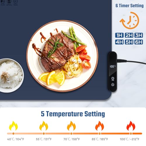 Coikes Warmhalteplatte für Speisen Faltbare Wärmebehälter für Speisen mit 5 Temperatureinstellungen und 6 Stunden Timer Tragbare Speisenwärmer Silikon für Speisen, Partys, Feiertage und Familienessen – Bild 4
