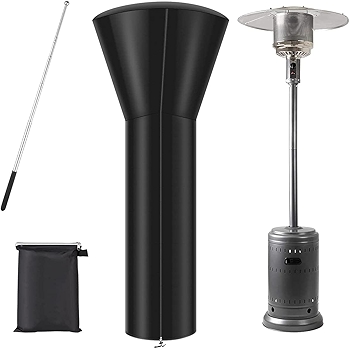 防水式庭院加热器覆盖布，带拉链和存储袋，圆形防撕裂防雪防冰雹保护罩