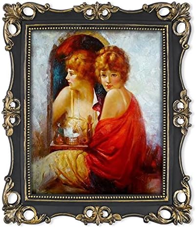 8x10 Picture Frame Atique Frame 8x10 Vintage Photo Frames 10 x 8 in Black with Gold Trim, Wall and Tabletop Picture Frames
