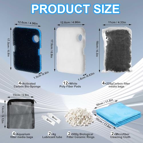 Image of Threlaco 30 Pack Aquarium Filter Media Set Replacement Compatible with Cascade 700 /1000 CCF2UL CCF3UL Filter, Bio Sponge Filters, White Floss Pads, Activated Carbon, Ceramic Rings, Mesh Bags, Grease