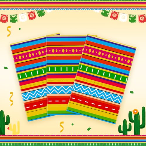 Image of Hxezoc 3 Pack Cinco De Mayo Printed Tablecloths, 54 x 108 Inch Disposable Plastic Table Cover for Mexican Holiday Decorations Outdoor Indoor Party Supplies