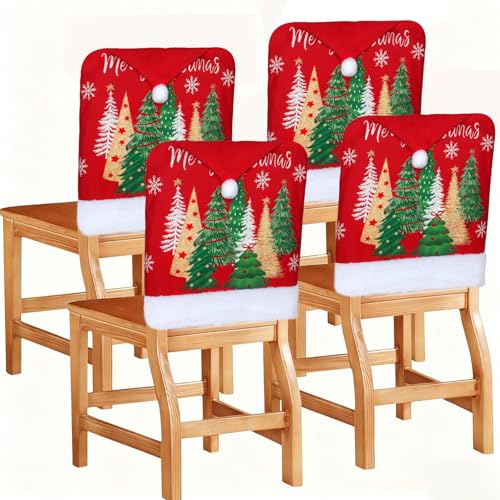 Betylifoy 4PCS Weihnachtlichen Stuhllehnenbezüge Nikolausmütze...