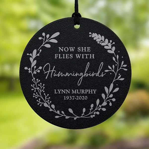 Miniatura 3 de Personalization Universe Campanillas de viento conmemorativas personalizadas con diseño de colibrí, construcción de acero inoxidable y aluminio,