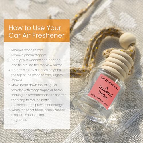 Image of Hanging Car Air Freshener, Long Lasting Essential Oil Diffuser, Non-Toxic New Car Scent, Cute Car Fresheners for Women, 2 Pack Made in USA